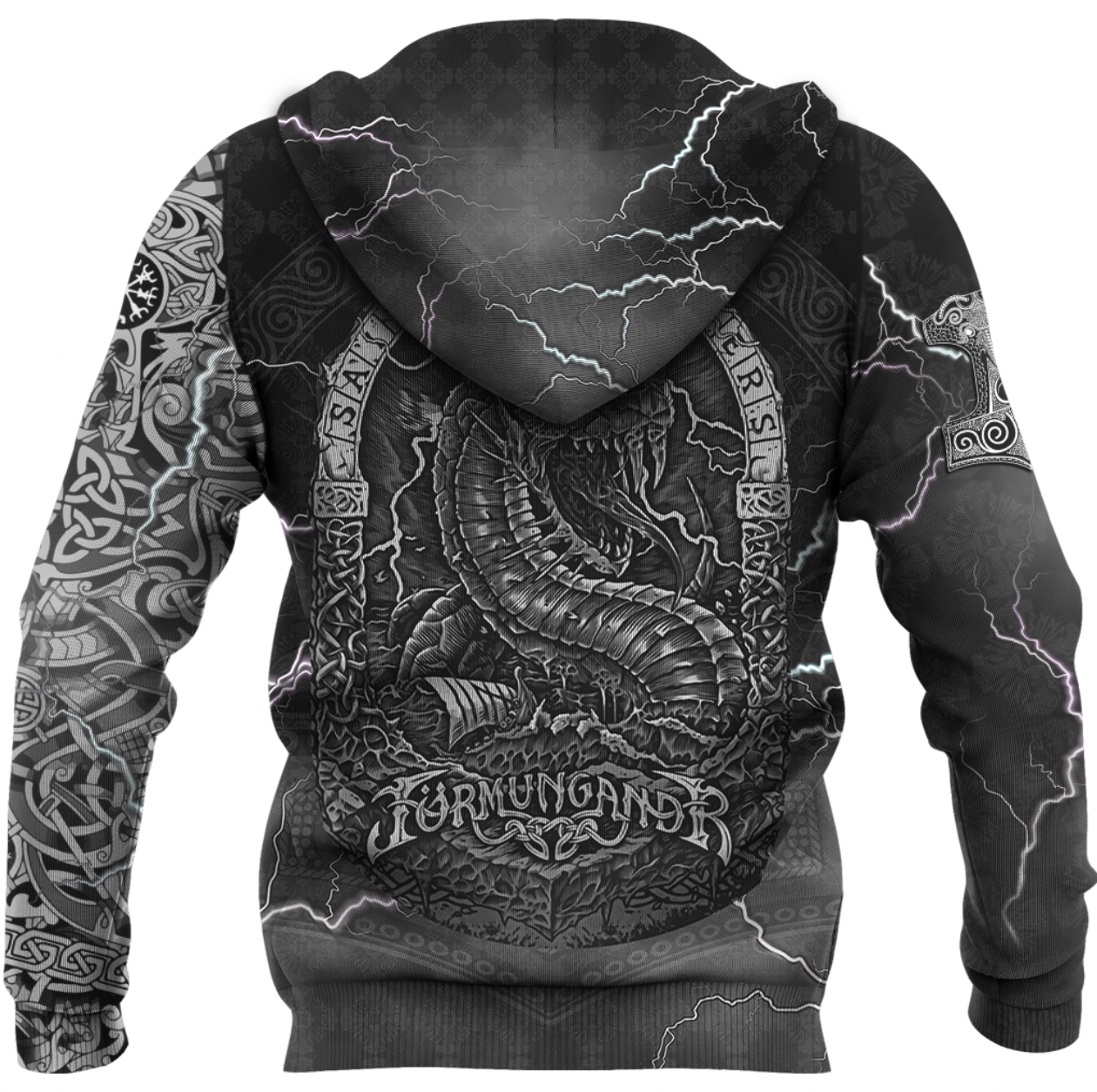 Viking Clothing Viking Thor and Jormungand Zip Hoodie RLT12