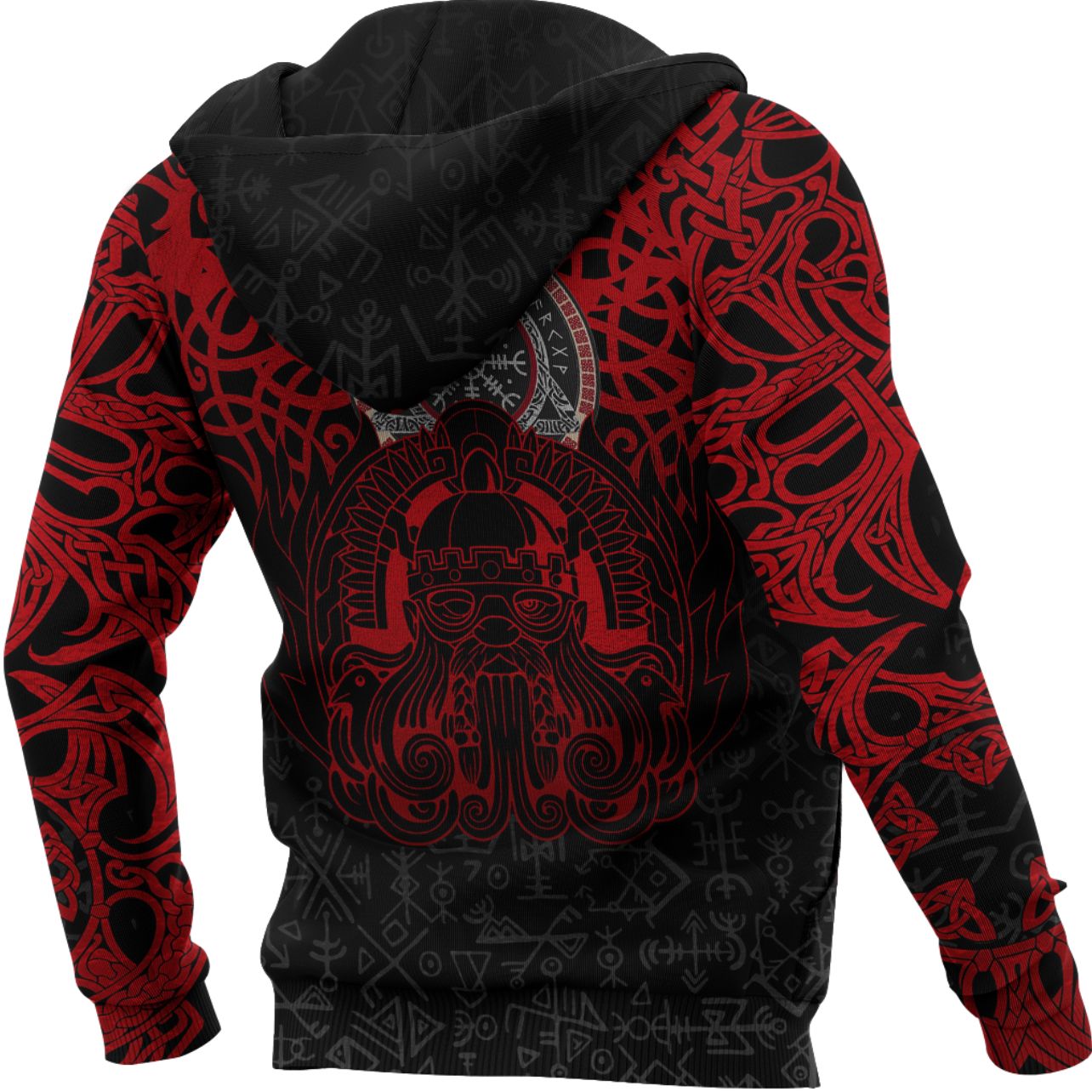 Viking Clothing Viking Odin Helm Of Awe (Red) Hoodie RLT12
