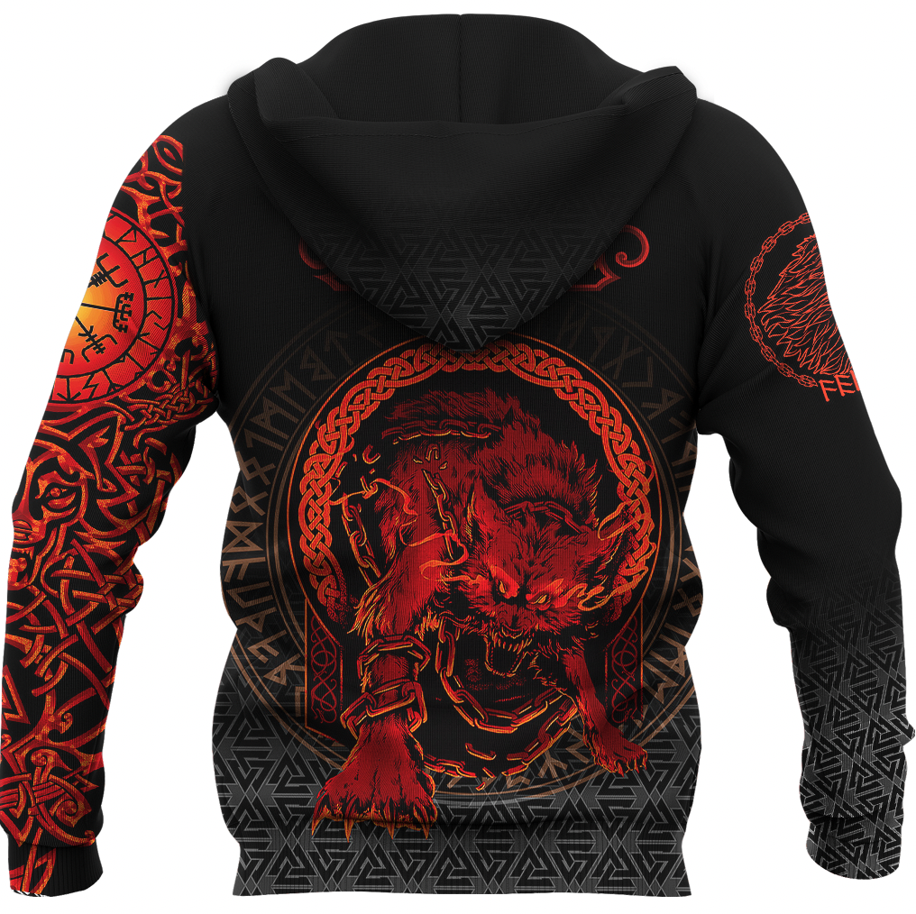 Viking Clothing Viking Fenrir Norse 3D Zip Hoodie RLT12