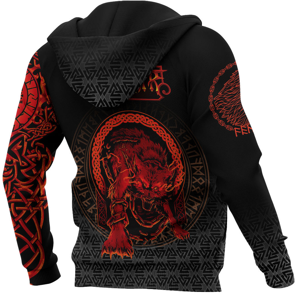 Viking Clothing Viking Fenrir Norse 3D Zip Hoodie RLT12