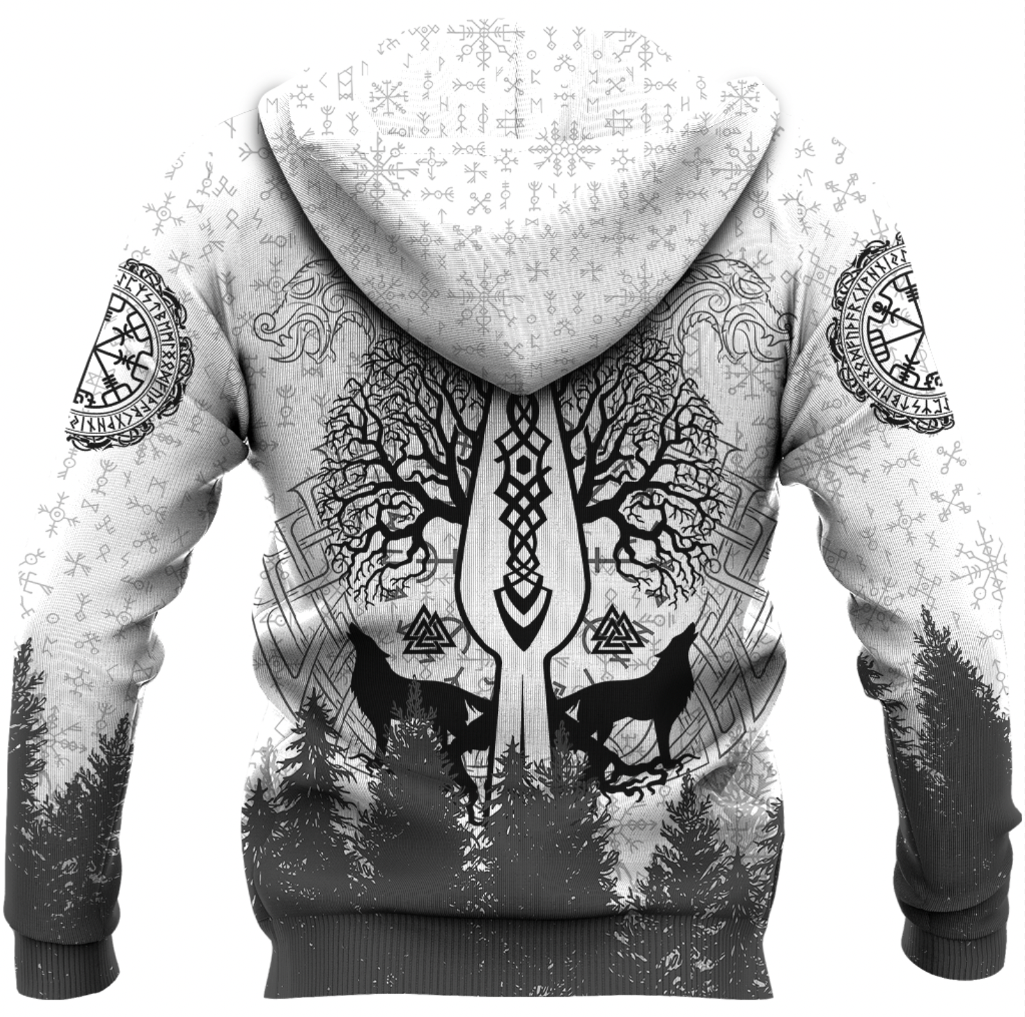 Viking Clothing Viking Odin and Raven Forest Zip Hoodie RLT12