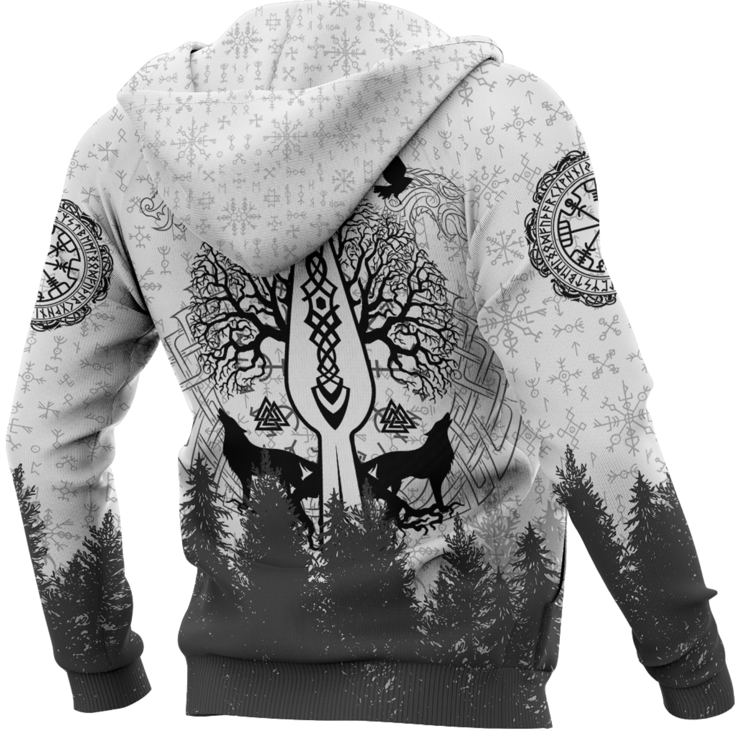 Viking Clothing Viking Odin and Raven Forest Zip Hoodie RLT12