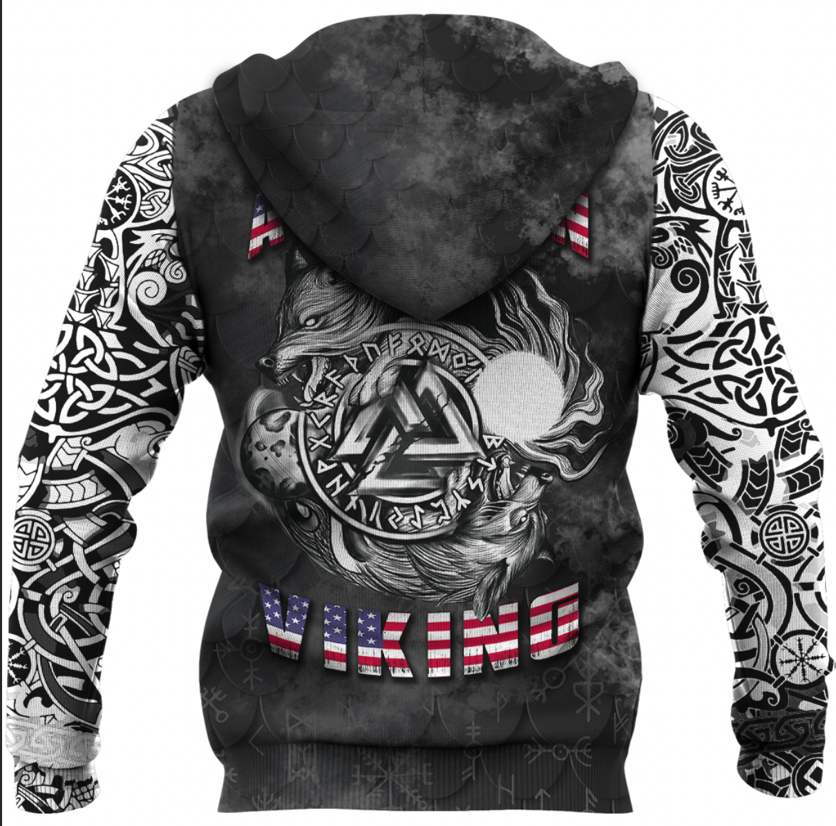 Viking Clothing Hati and Skoll Norse American Viking Zip Hoodie RLT12