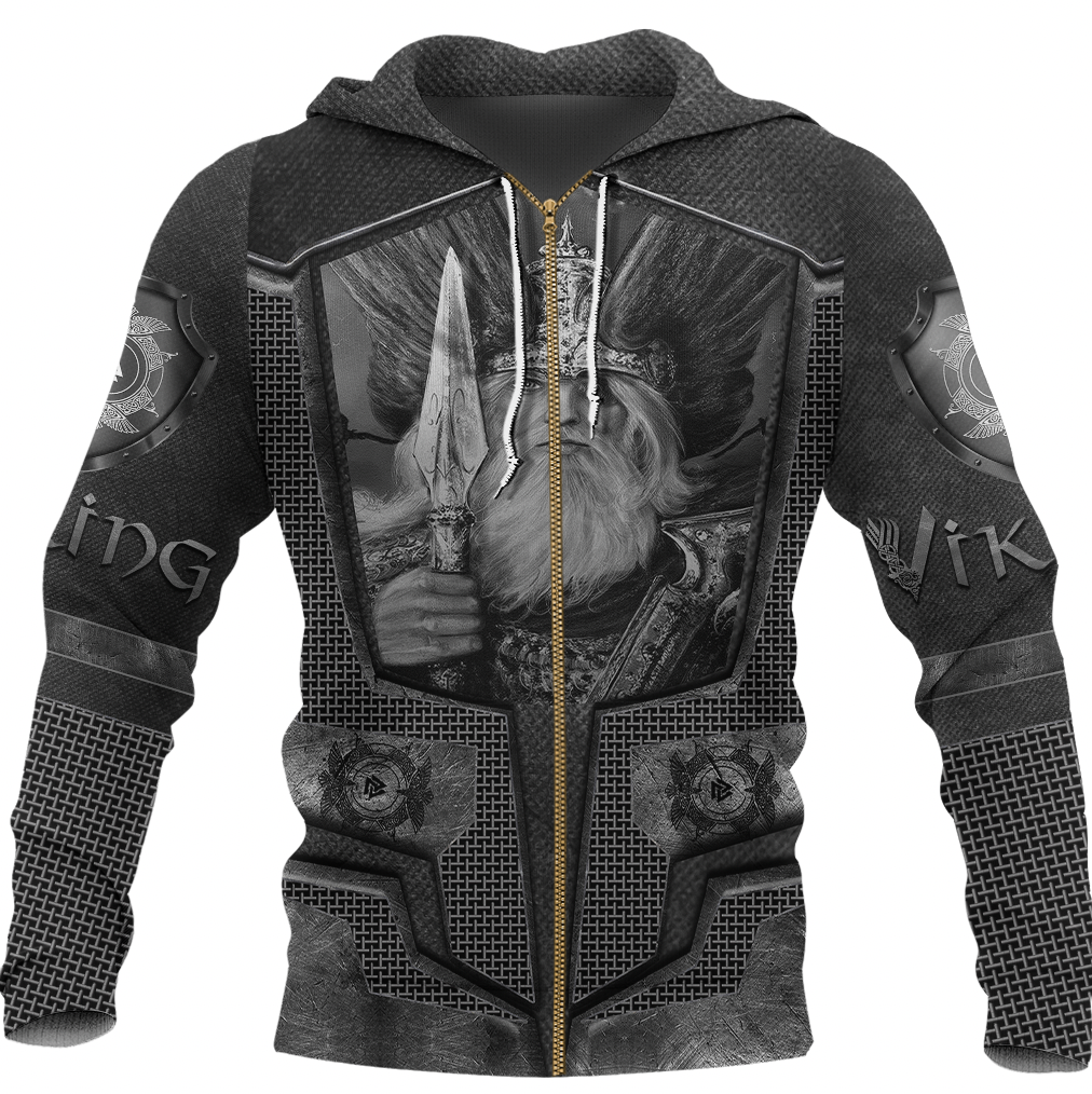 Viking Clothing Armor 3D Style Viking Odin Tattoo Zip Hoodie RLT12