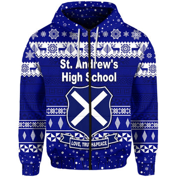 St. andrews High School Christmas Zip Hoodie Simple Style LT8