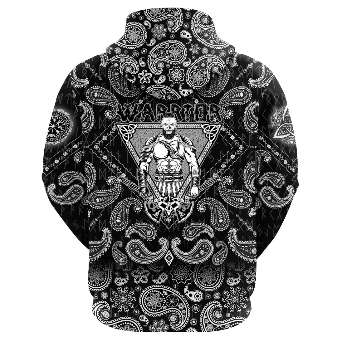 Viking Hoodie Strong Warrior with Bandana Paisley Style RLT12