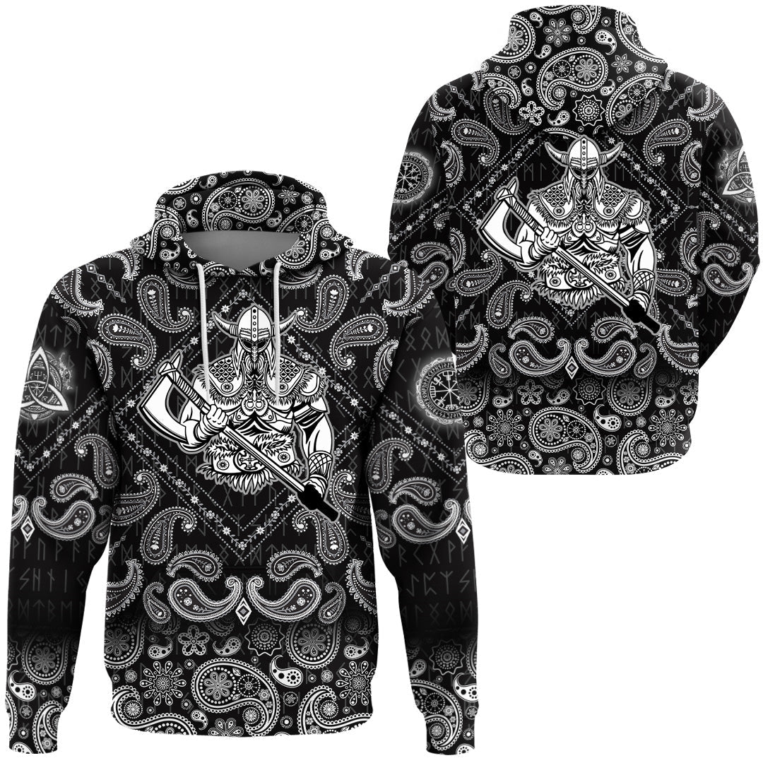 Viking Hoodie Super Warrior with Bandana Paisley Style RLT12