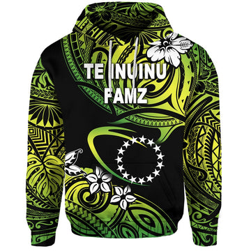 TE INUINU FAMZ Cook Islands Rugby Hoodie Unique Vibes Green LT8
