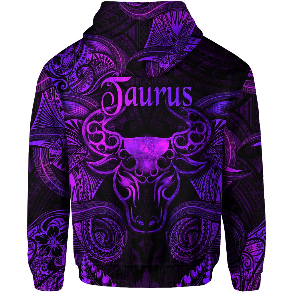Taurus Zodiac Polynesian Zip Hoodie Unique Style Purple LT8