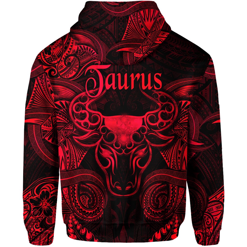 Taurus Zodiac Polynesian Hoodie Unique Style Red LT8