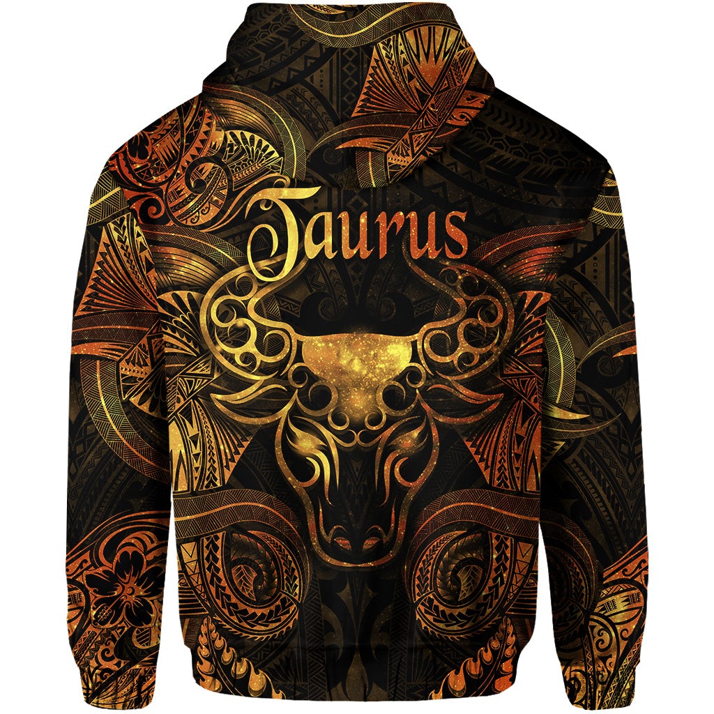 Taurus Zodiac Polynesian Zip Hoodie Unique Style Gold LT8