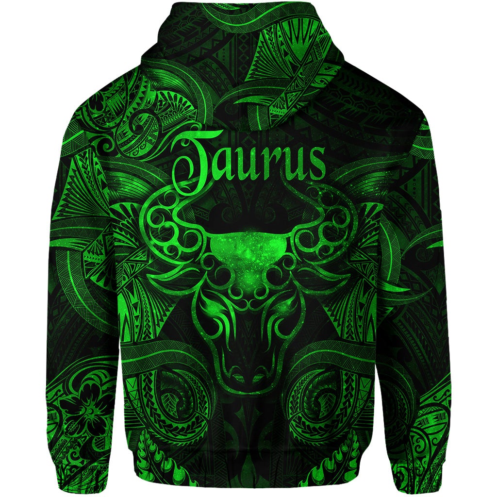 Taurus Zodiac Polynesian Zip Hoodie Unique Style Green LT8