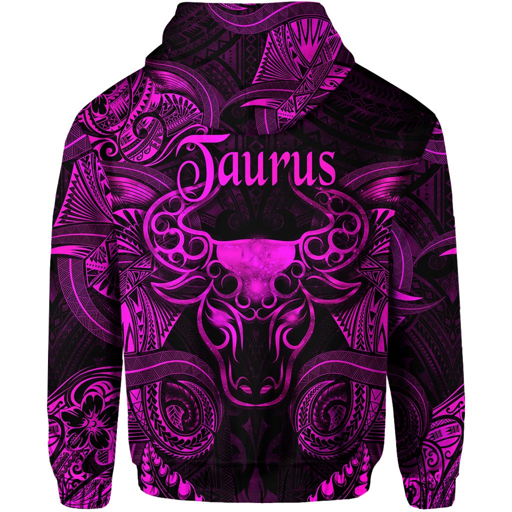 Taurus Zodiac Polynesian Zip Hoodie Unique Style Pink LT8