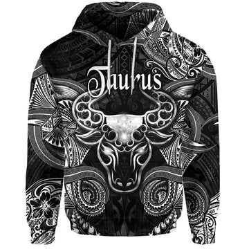 Taurus Zodiac Polynesian Hoodie Unique Style Black LT8