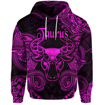 Taurus Zodiac Polynesian Hoodie Unique Style Pink LT8