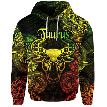 Taurus Zodiac Polynesian Hoodie Unique Style Reggae LT8