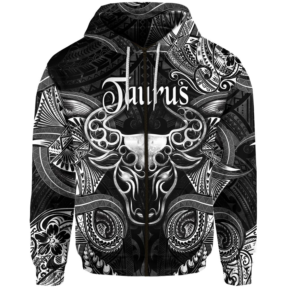 Taurus Zodiac Polynesian Zip Hoodie Unique Style Black LT8