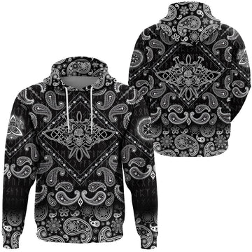 Viking Hoodie The Image Skull In An Ancient Helmet Of and Celtic Patterns with Bandana Paisley Style RLT12
