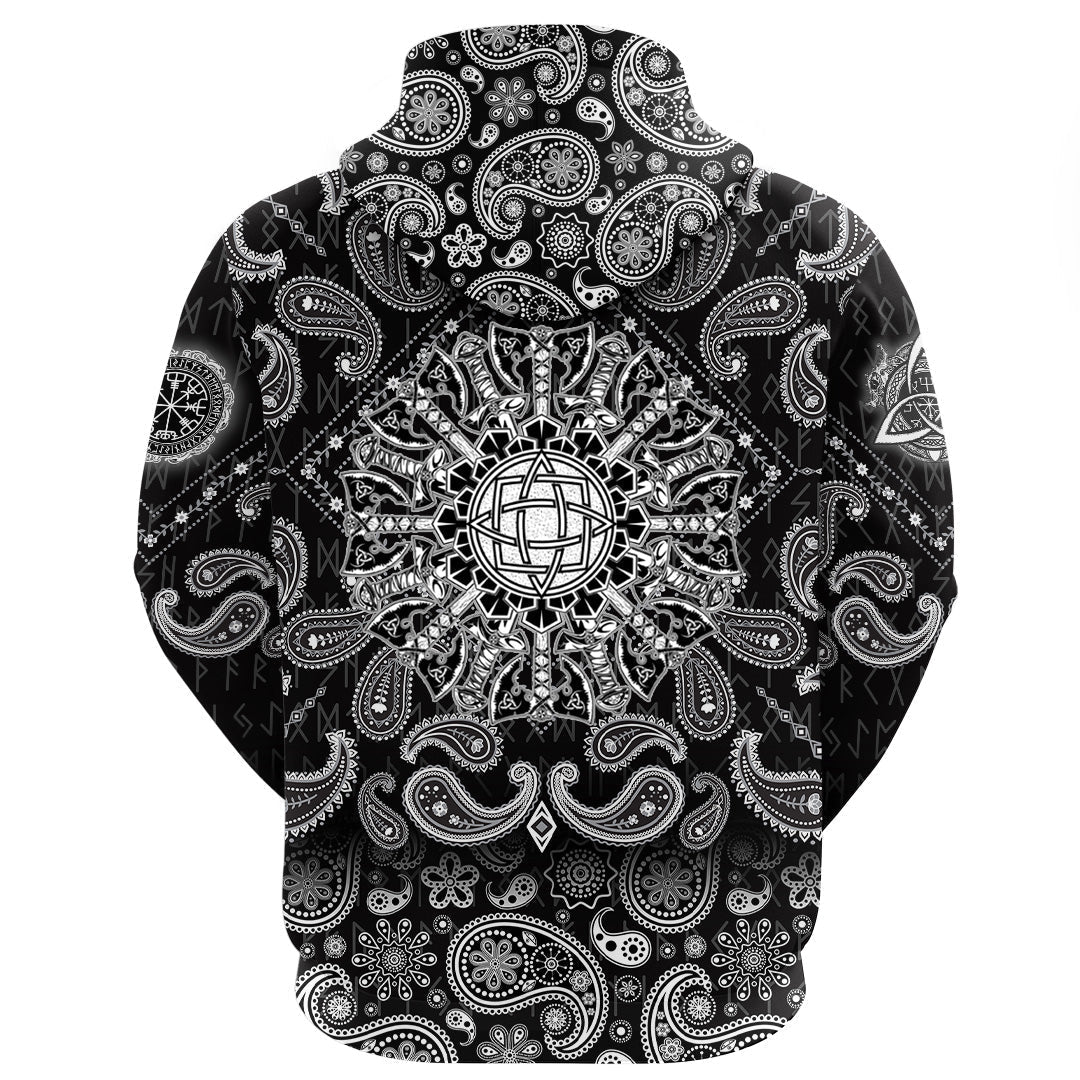 Viking Hoodie The Poleaxe and Sword with Bandana Paisley Style RLT12