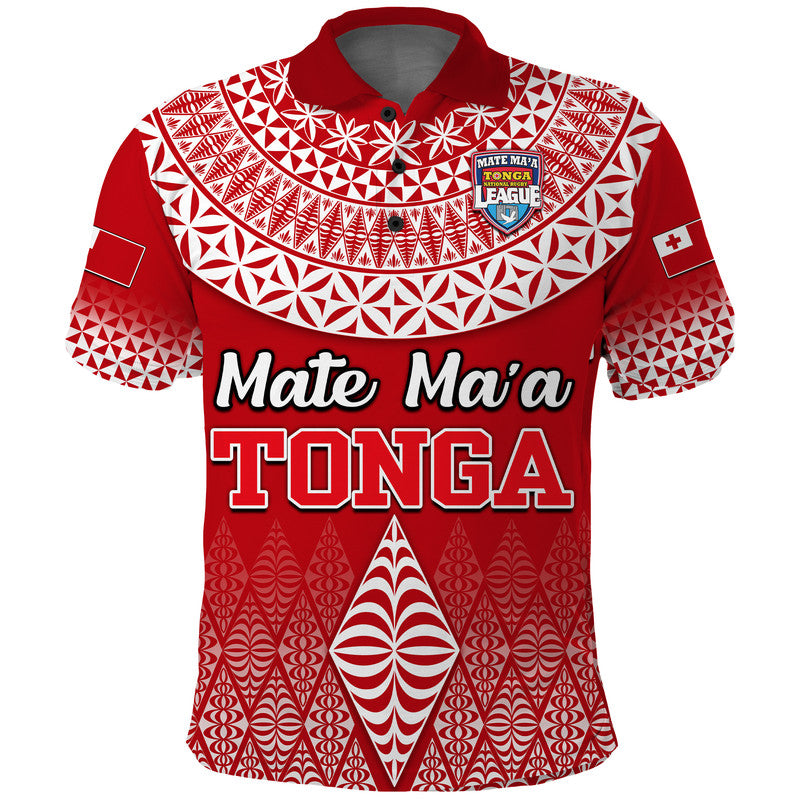 Mate Maa Tonga Rugby Polo Shirt Tongan Kupesi Ngatu Style LT9