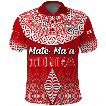 Mate Maa Tonga Rugby Polo Shirt Tongan Kupesi Ngatu Style LT9