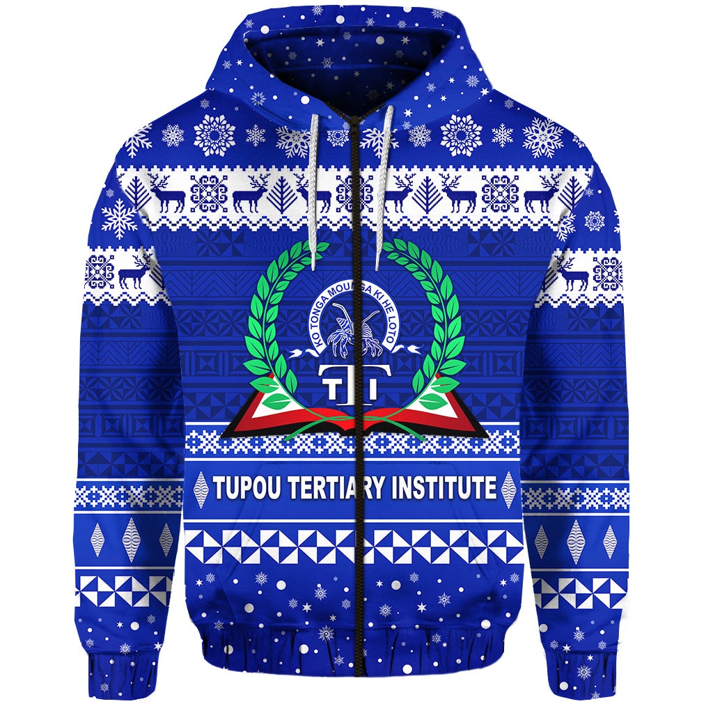Tupou Tertiary Institute Christmas Tonga Zip Hoodie Simple Style LT8