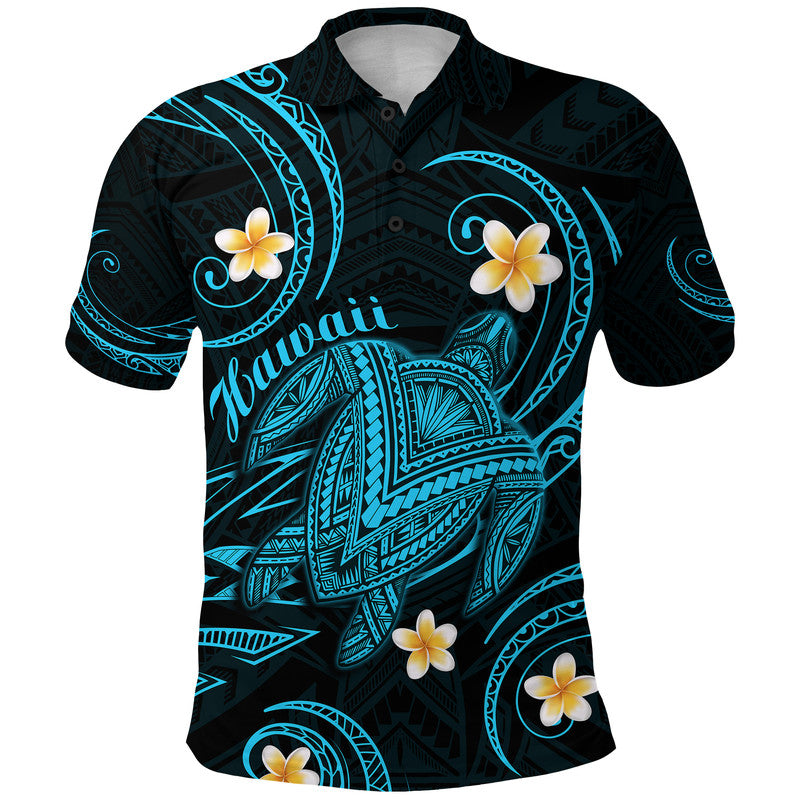 Custom Hawaii Polo Shirt Hawaiian Turtle Plumeria Mixed Polynesian Turquoise Style LT9