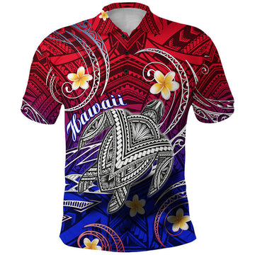 Custom Hawaii Polo Shirt Hawaiian Turtle Plumeria Mixed Polynesian Style LT9