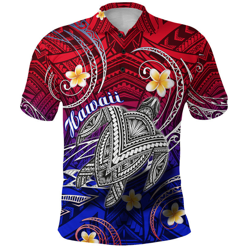 Custom Hawaii Polo Shirt Hawaiian Turtle Plumeria Mixed Polynesian Style LT9