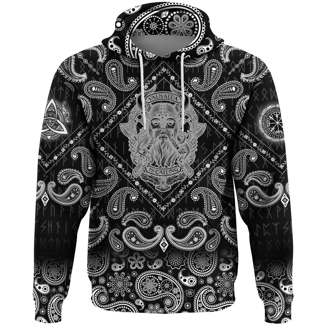 Viking Hoodie Valhallis Calling with Bandana Paisley Style RLT12
