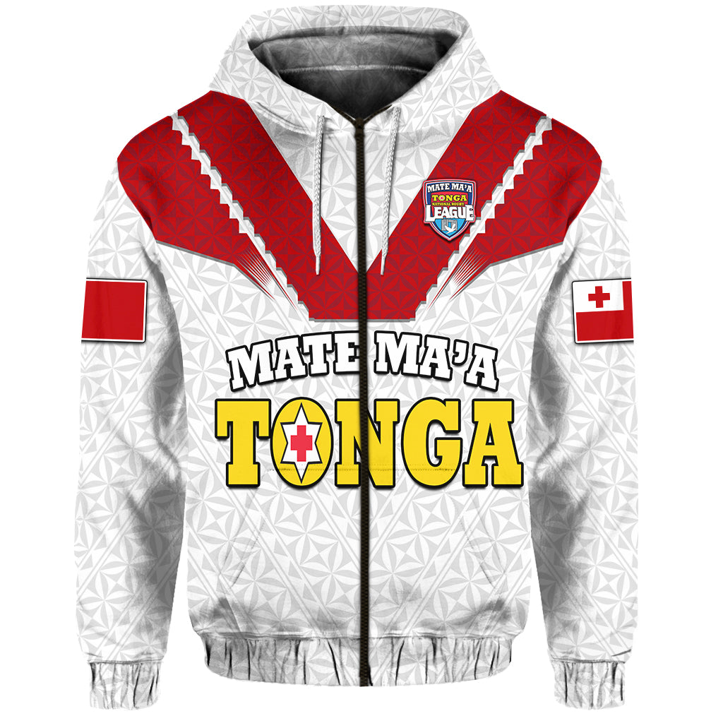 Mate Maa Tonga Rugby Hoodie Tongan Kupesi White Style LT9