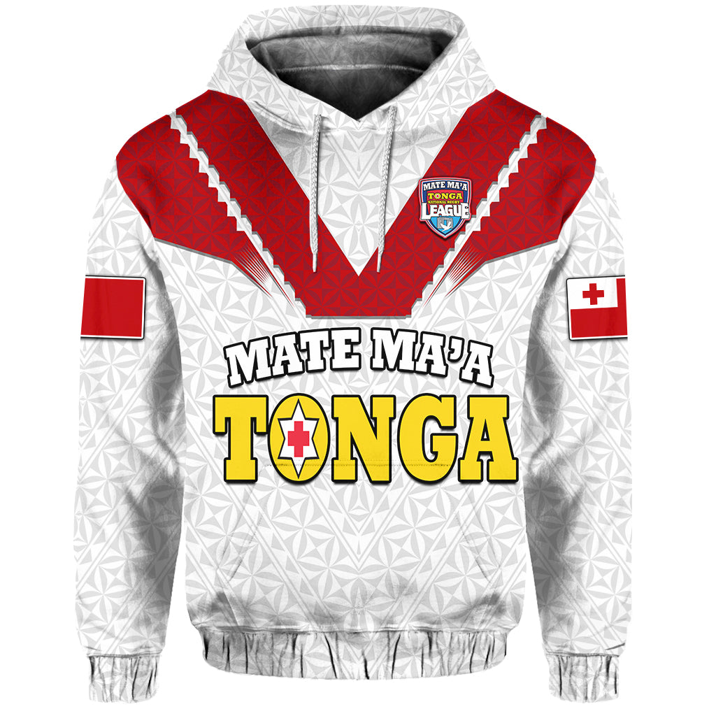 Mate Maa Tonga Rugby Hoodie Tongan Kupesi White Style LT9