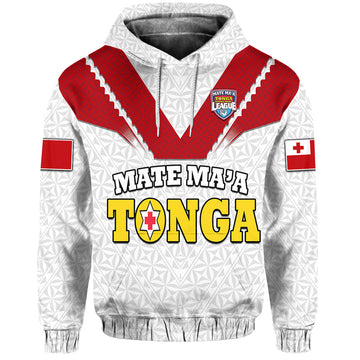 Mate Maa Tonga Rugby Hoodie Tongan Kupesi White Style LT9