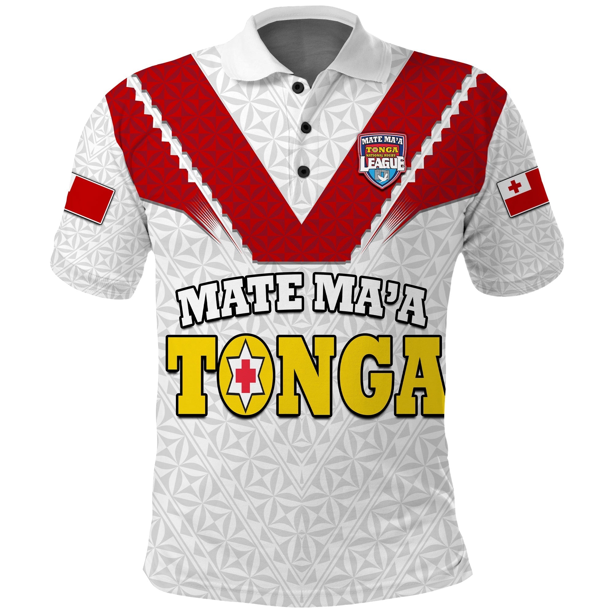 Mate Maa Tonga Rugby Polo Shirt Tongan Kupesi White Style LT9