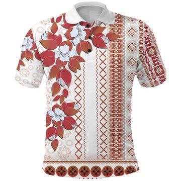 Fiji Polo Shirt Tagimoucia Mixed White Tapa Style LT9