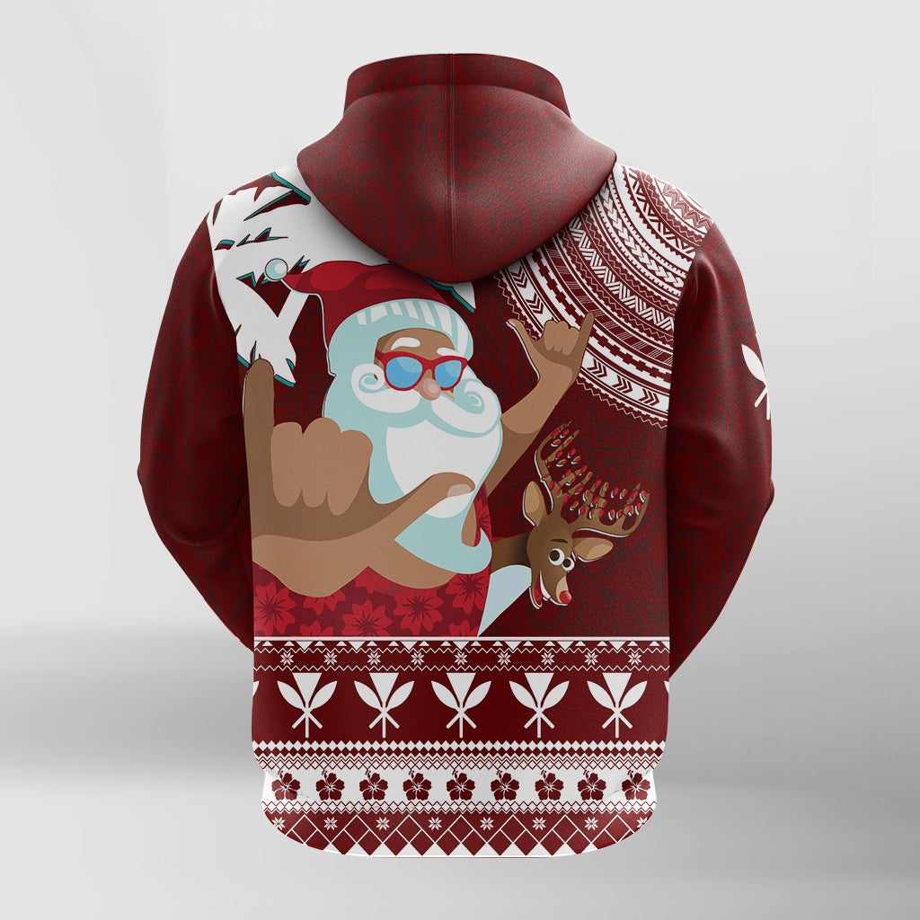 Tropical Christmas Tanned Santa Claus Hawaii Zip Up Hoodie LT7