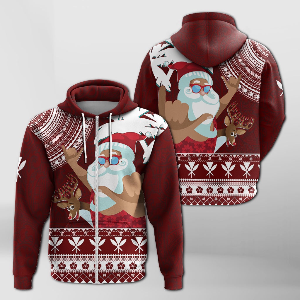 Tropical Christmas Tanned Santa Claus Hawaii Zip Up Hoodie LT7