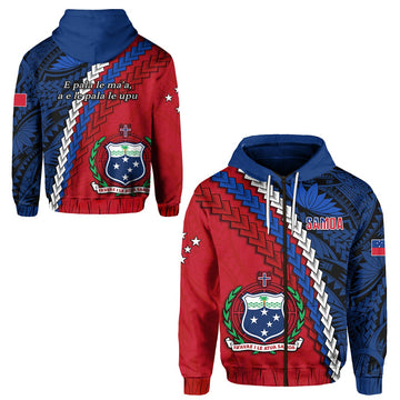Samoa Polynesian Zip Hoodie Quotes LT13