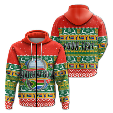 South Africa Christmas Custom Zip Hoodie African Springbok LT13