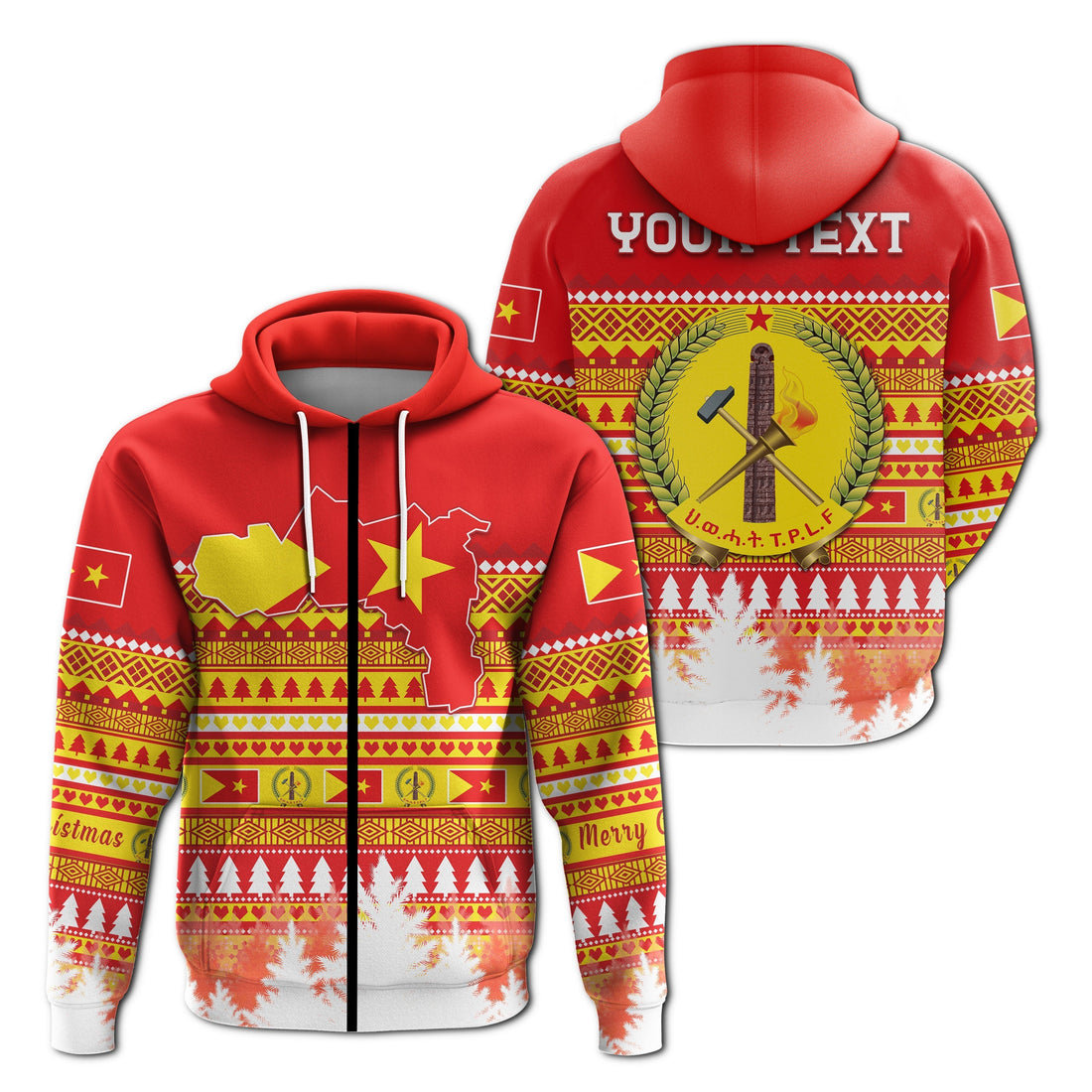 Tigray Custom Zip Hoodie Merry Christmas Mix African Pattern LT13