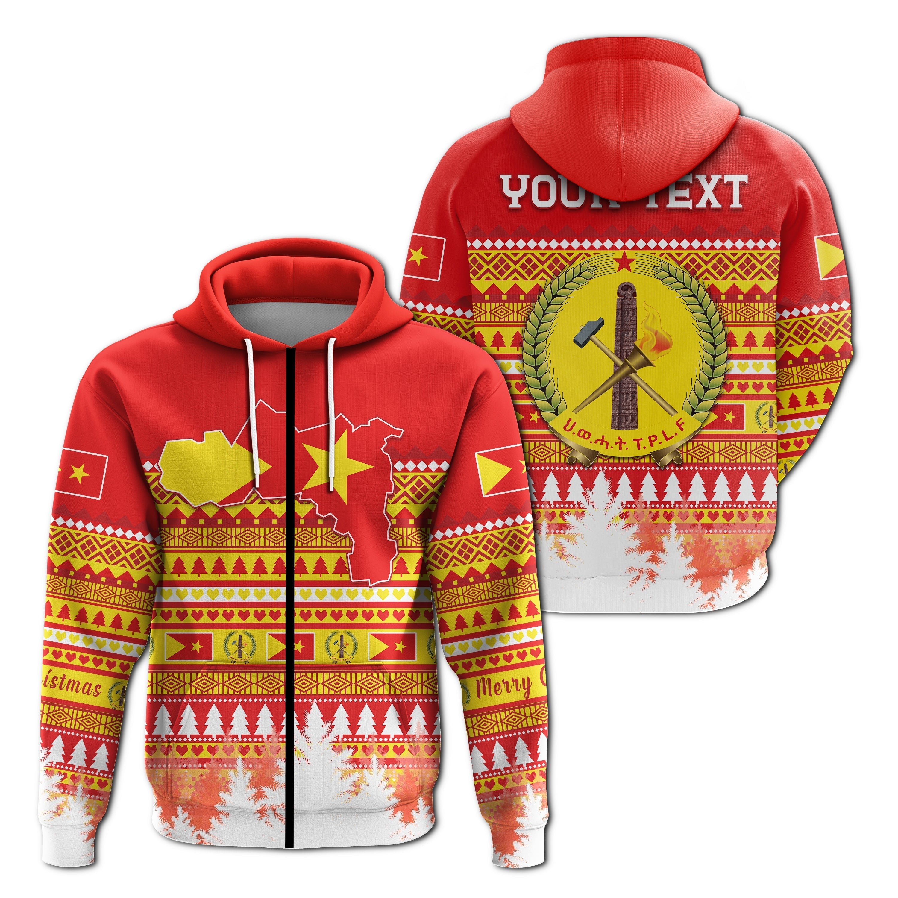 Tigray Custom Zip Hoodie Merry Christmas Mix African Pattern LT13