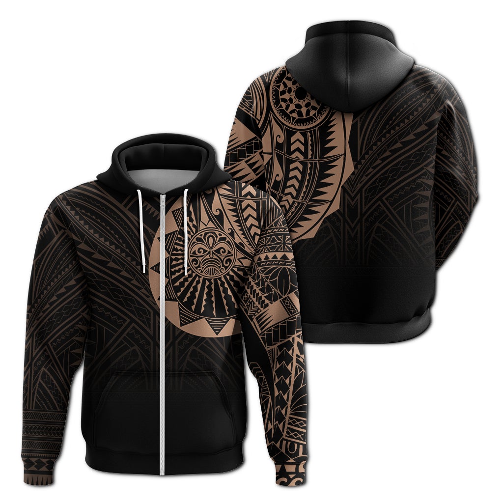 Polynesian Full Sleeve Tattoo Zip Up Hoodie Blush Color LT7