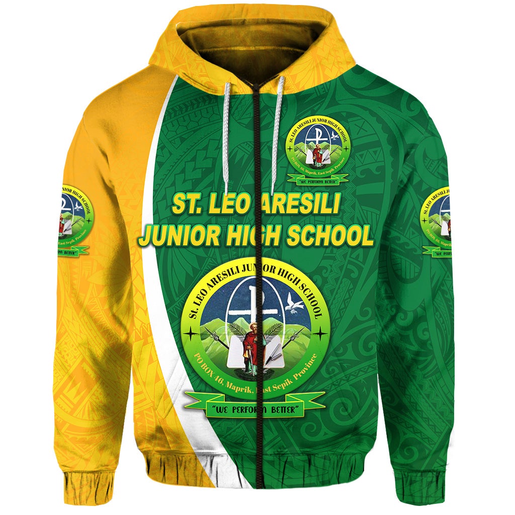 St. Leo Aresili Junior High School Zip Hoodie Simple Style LT8