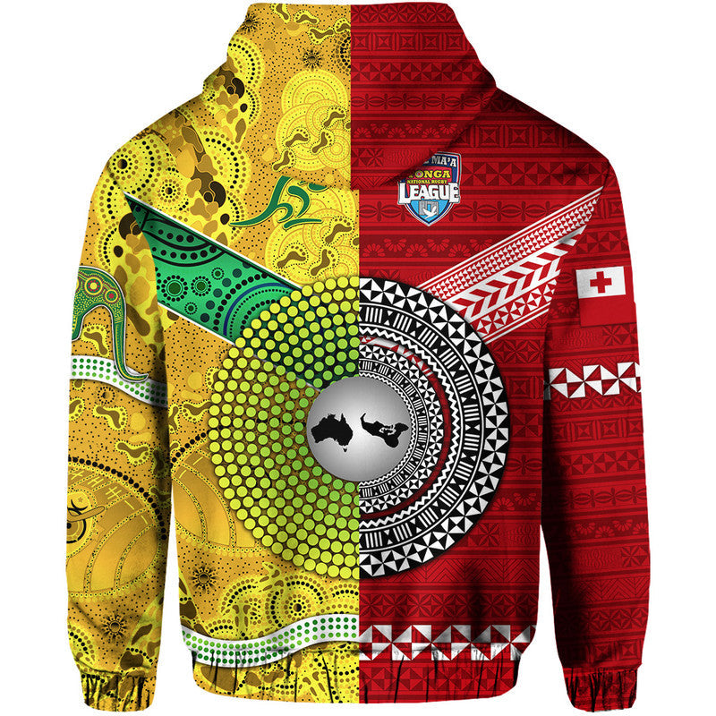 Mate Maa Tonga Ngatu And Australia Wallabies Aboriginal Hoodie Rugby Together LT8