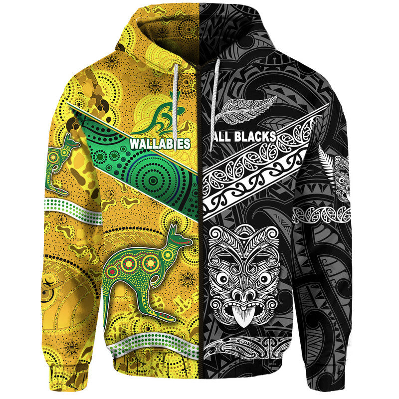 New Zealand Maori All Black And Australia Wallabies Aboriginal Hoodie Rugby Together LT8