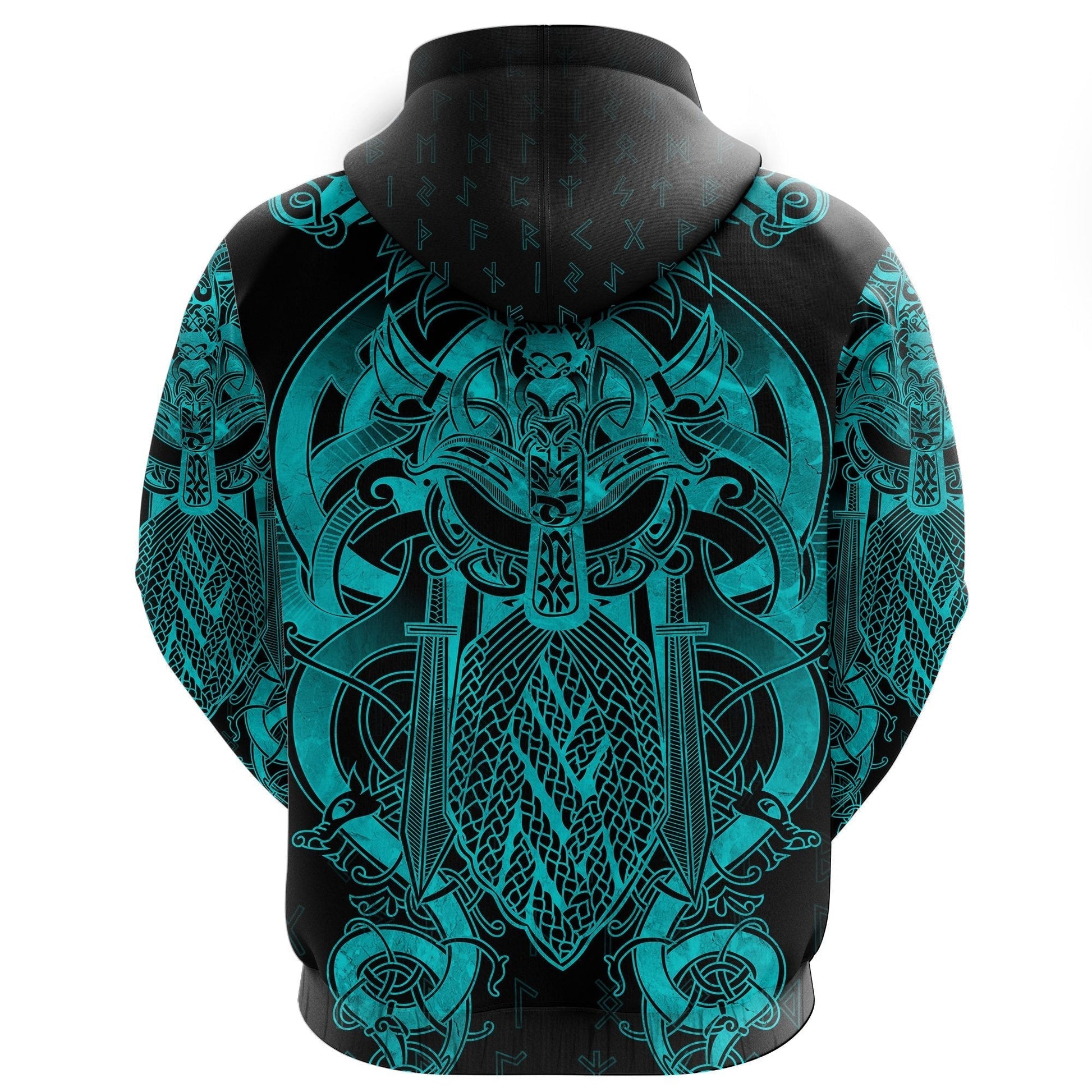Viking Fenrir and Tyr Tattoo Hoodie Blue Version RLT12