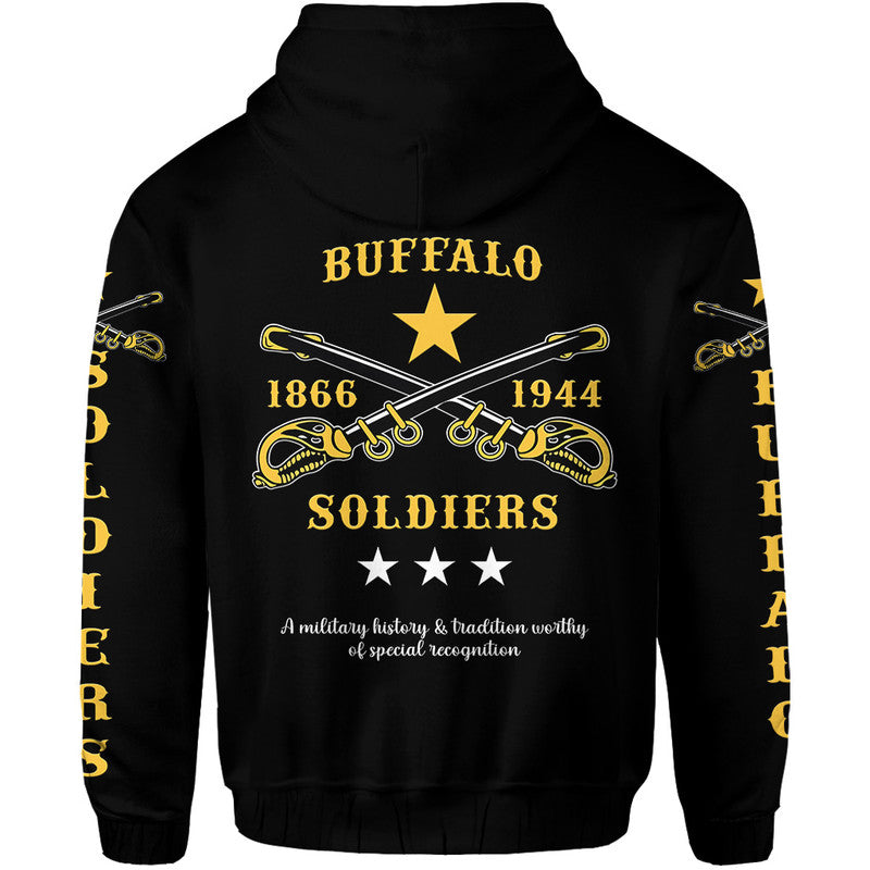 Custom Buffalo Soldiers Hoodie African American Military Original Style Black LT8