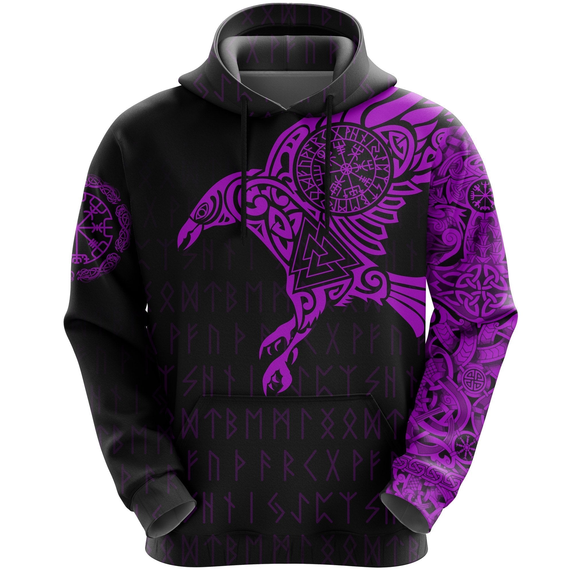 Viking The Raven Of Odin Tattoo Hoodie Purple RLT12
