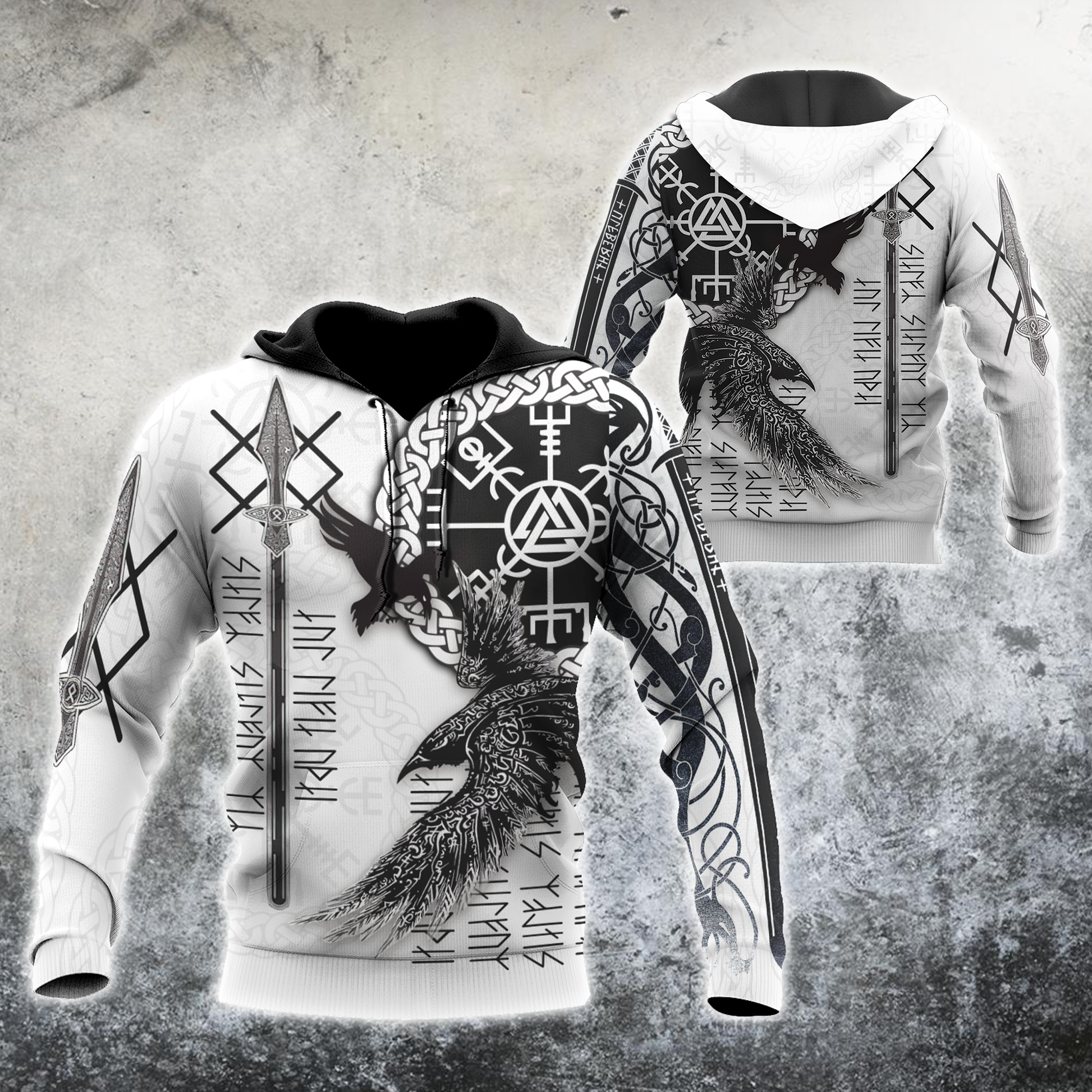 Viking Clothing Ravens Premium Viking 3D Hoodie RLT12
