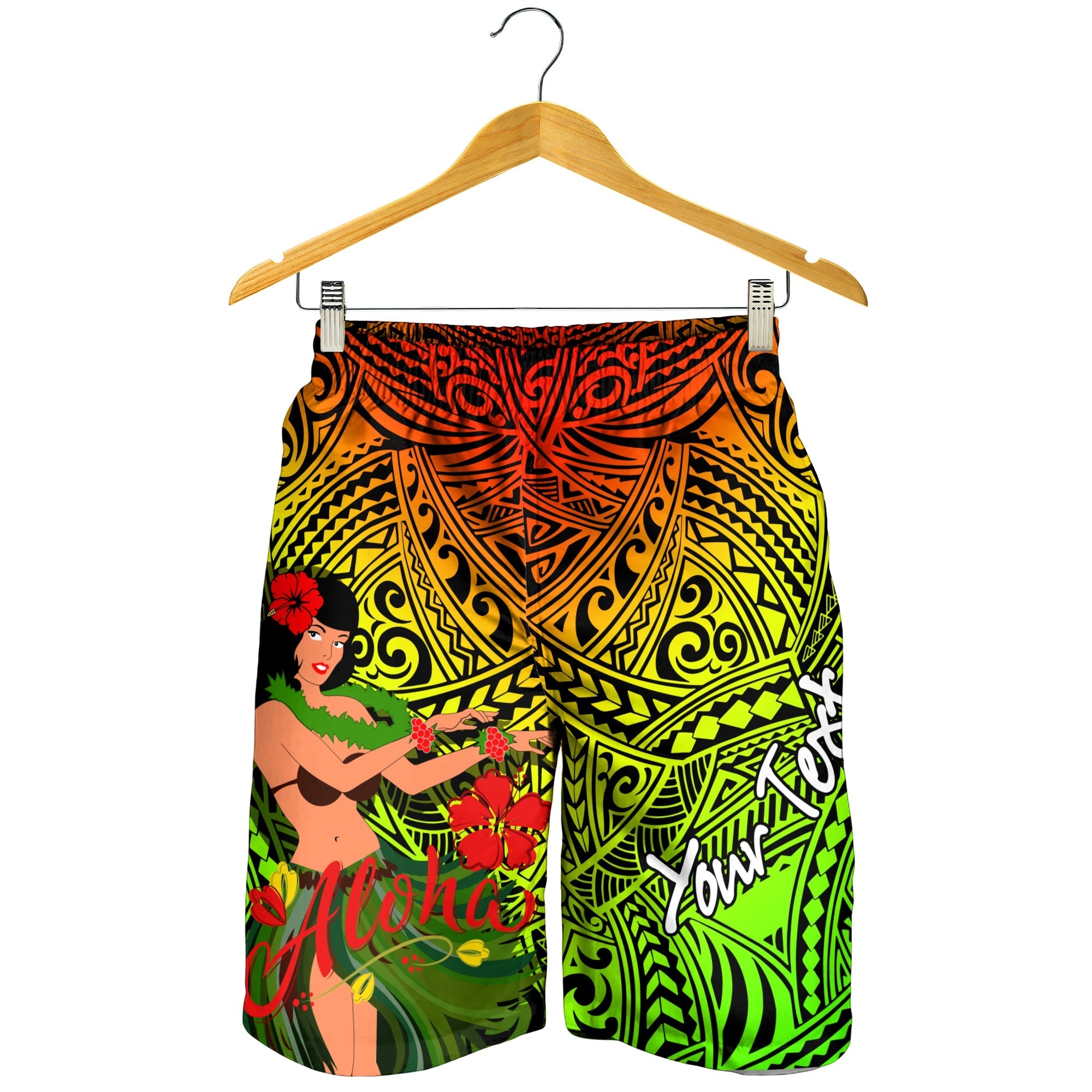 Custom Personalised Hawaii Hula Girl Reggae Men Short LT2